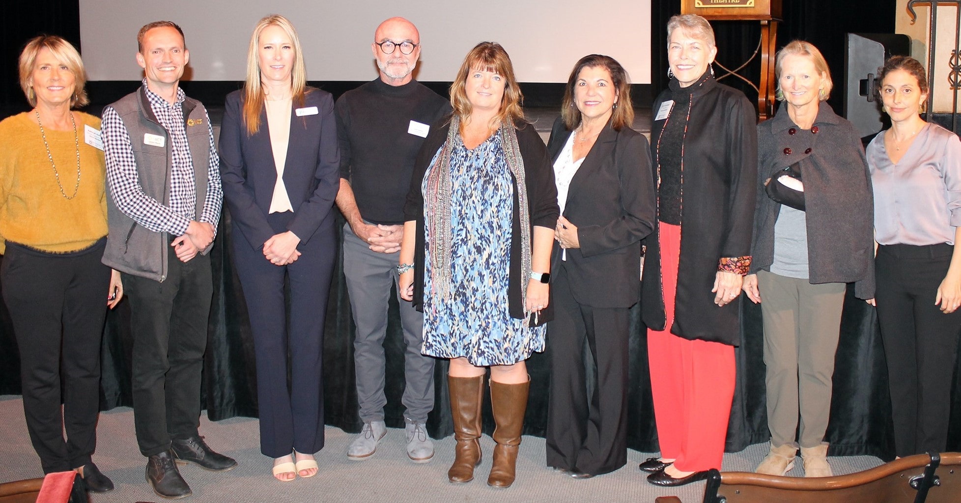 eft to right: Kathy Hollis (WF events team), Landon Ranck (SB ACT), Jennifer Heinen-Stiffler (Channel Islands YMCA), Jack Lorenz (DignityMoves), Sylvia Barnard (Good Samaritan Shelter), Marybeth Carty (WF moderator), Lynn Karlson (WF Board Chair), and Forum planners: Margaret Crocco and Janessa Van Vechten.