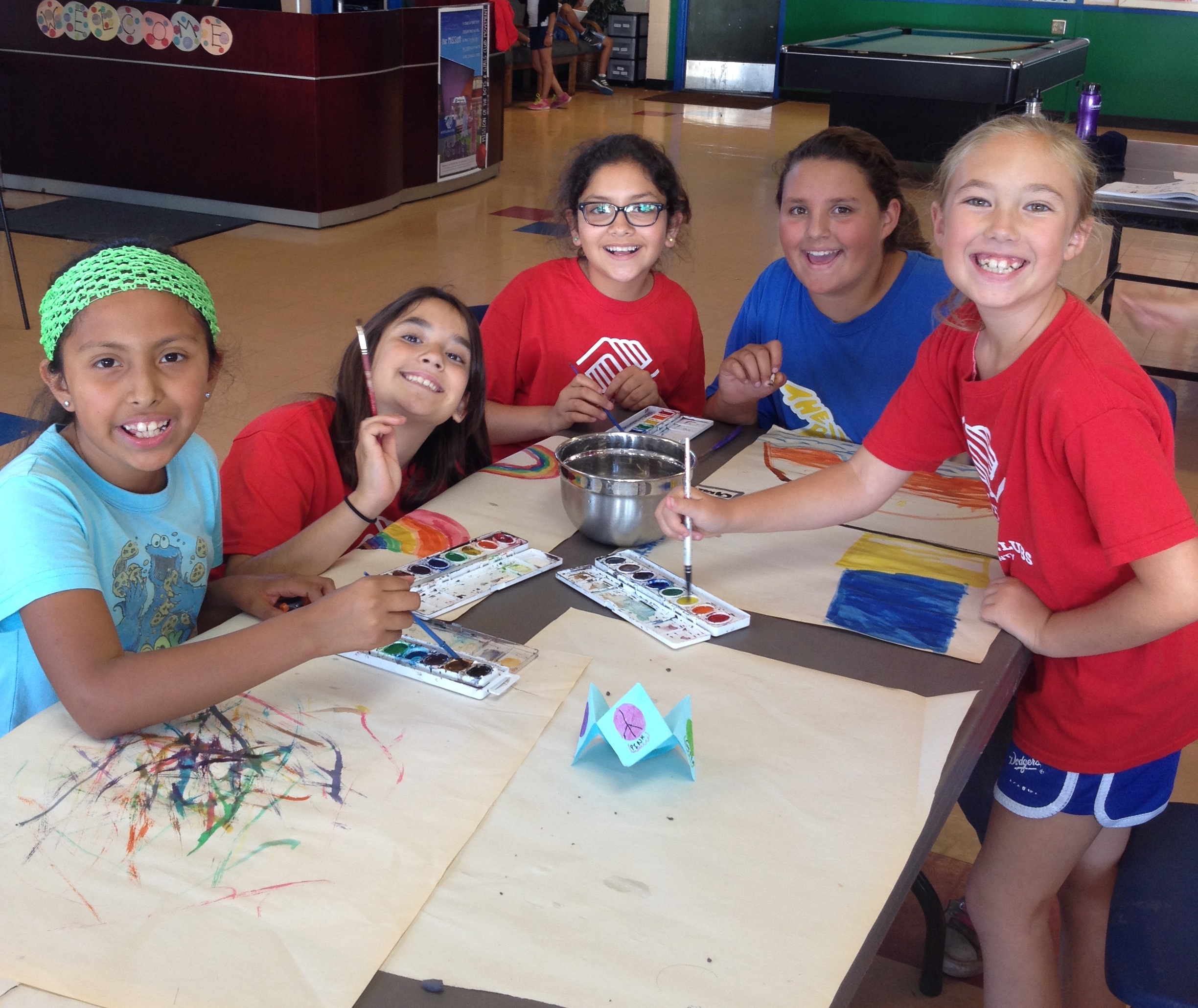 Girls working on an art project