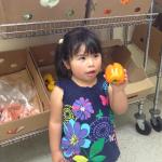 Catholic Charities: food pantry with little girl customer