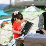 child with child care worker