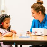 Speech therapist and child